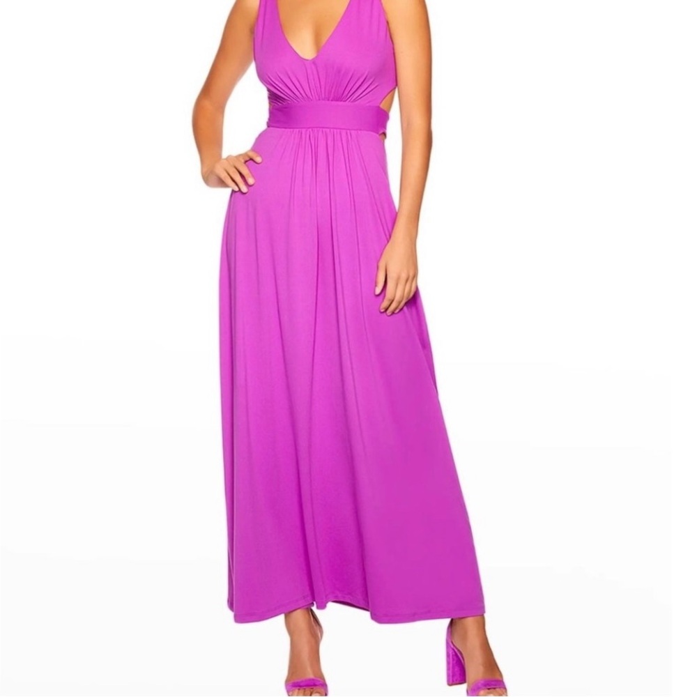 Susana Monaco V-Neck Tie-Back Maxi Dress in Snapdragonn Size S